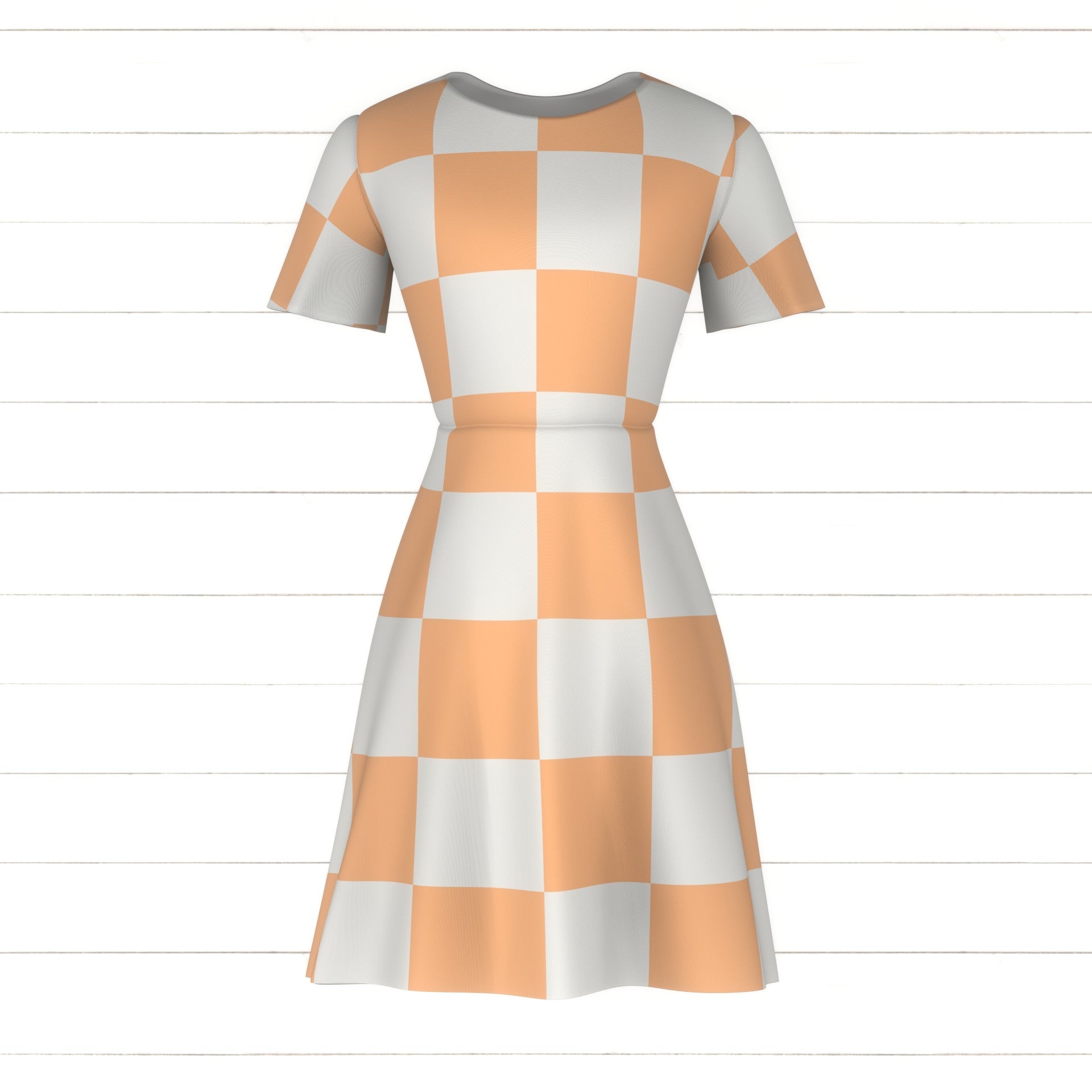 Peach Checkerboard Fabric, Raspberry Creek Fabrics