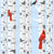 Bird Collection:  Red cardinal birds rest on white with black birch trees and a blue winter sky. Great colors for holidays, Christmas and winter fabrics. Image
