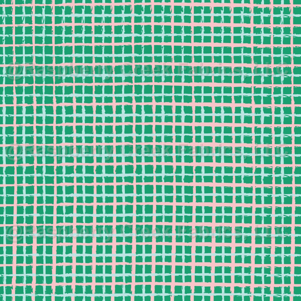 Wonky Textured Plaids in Green Blue Mint Pink [Sweet Things]