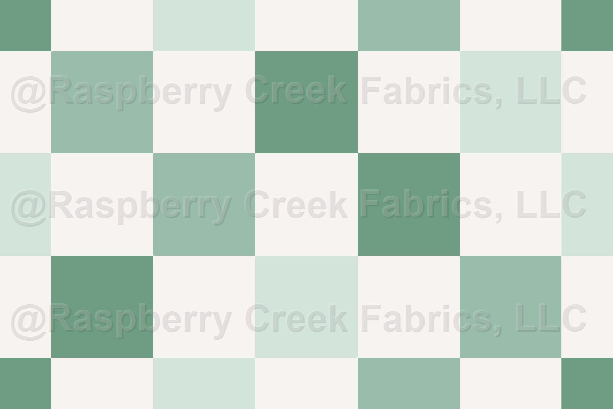 Bee Mine Checkered Mint Fabric, Raspberry Creek Fabrics, watermarked