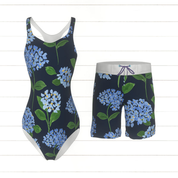 Blue Hydrangea floral pattern - Raspberry Creek Fabrics