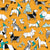 Origami Christmas doggie friends // saffron yellow background black and white dog breeds with aqua and turquoise green Santa hats stars Holiday socks trees and mountains Image