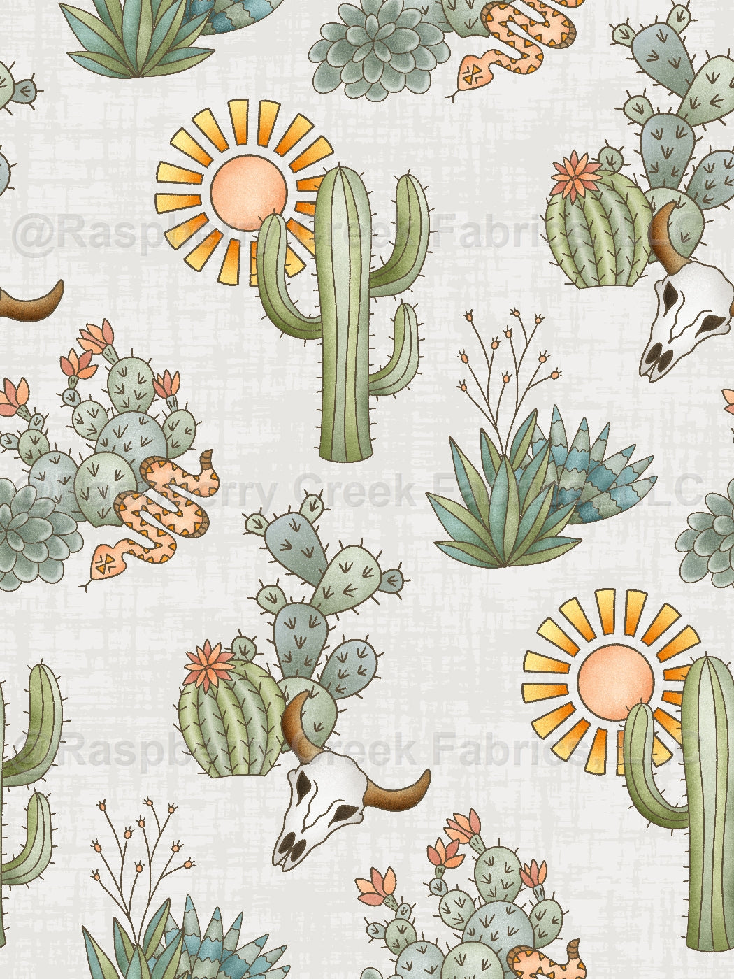 Mesa Western Desert White Fabric, Raspberry Creek Fabrics, watermarked