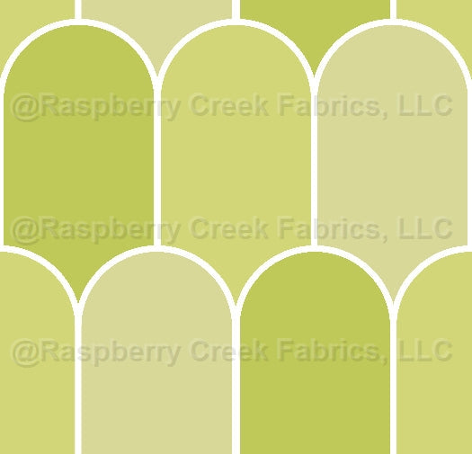 Groovy Scallops Lime Fabric, Raspberry Creek Fabrics, watermarked