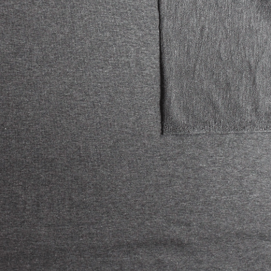 Solid Heather Charcoal Grey 4 Way Stretch French Terry Knit Fabric With Spandex Fabric, Raspberry Creek Fabrics, watermarked, restored