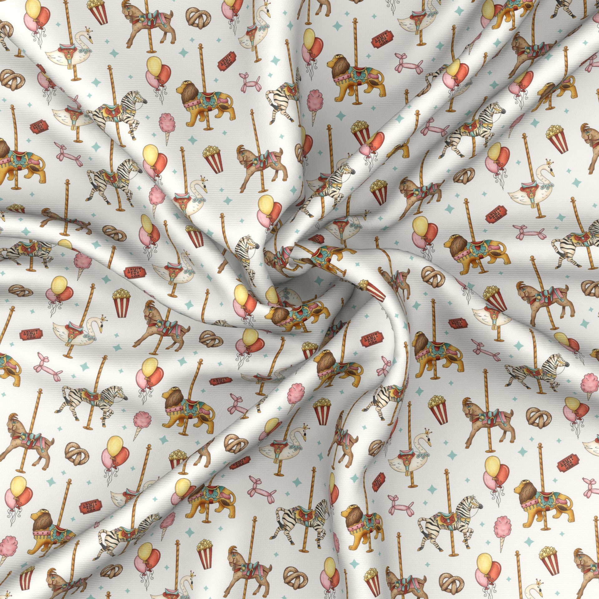 Carousel White Fabric, Raspberry Creek Fabrics