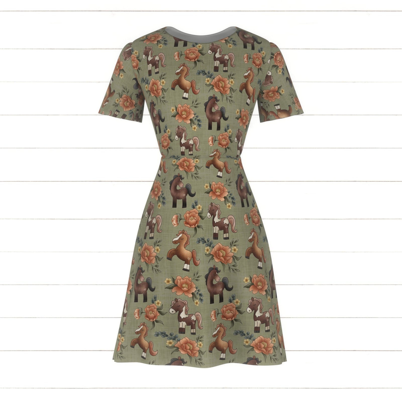 Ponies & Peonies- Floral Ponies Green
