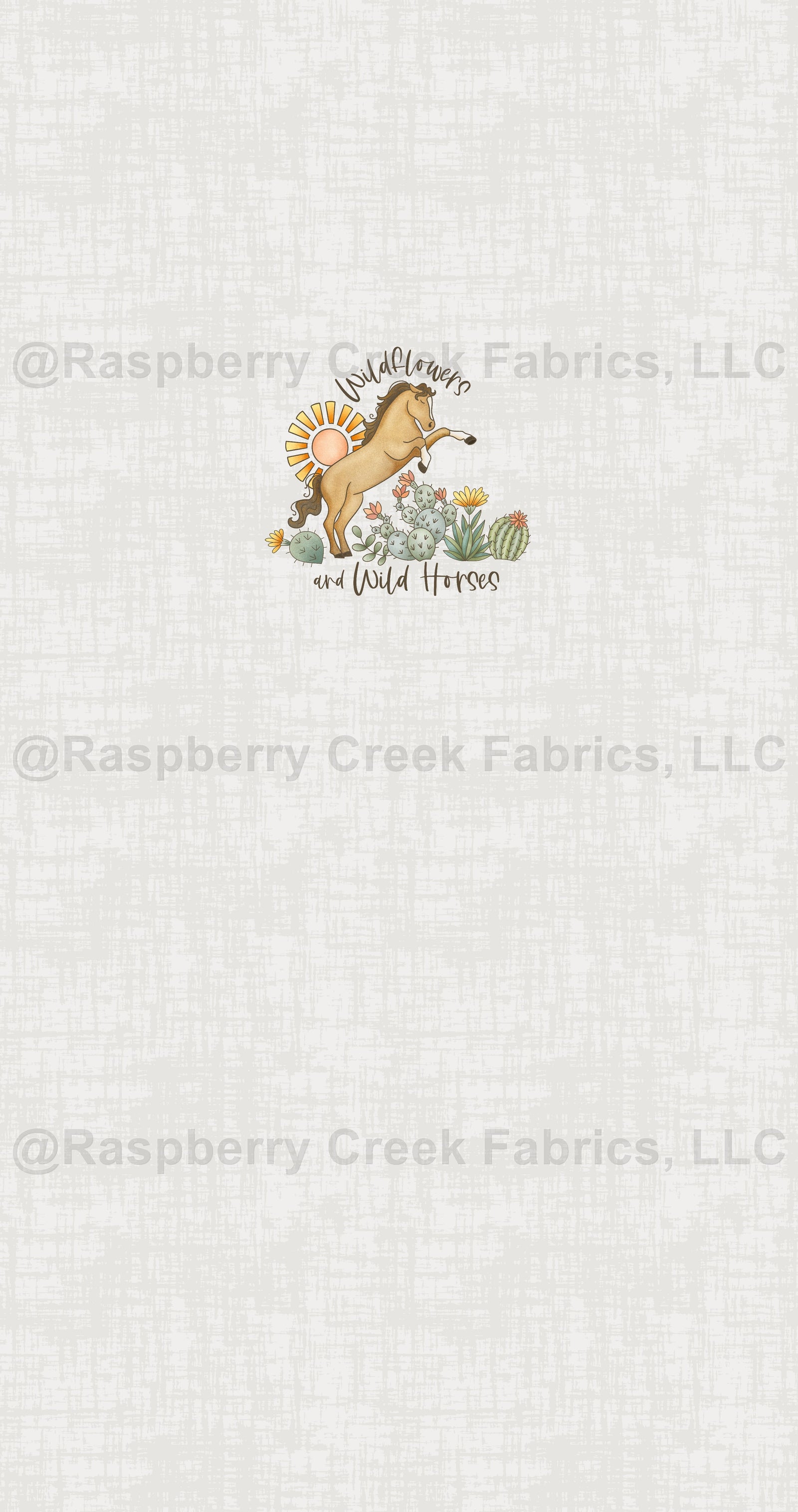 Mesa Panel- Wildflowers and Wild Horses Fabric, Raspberry Creek Fabrics, watermarked