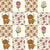Scottish Highland Cow Patchwork Pink and White Daisy Flowers on Ivory Image