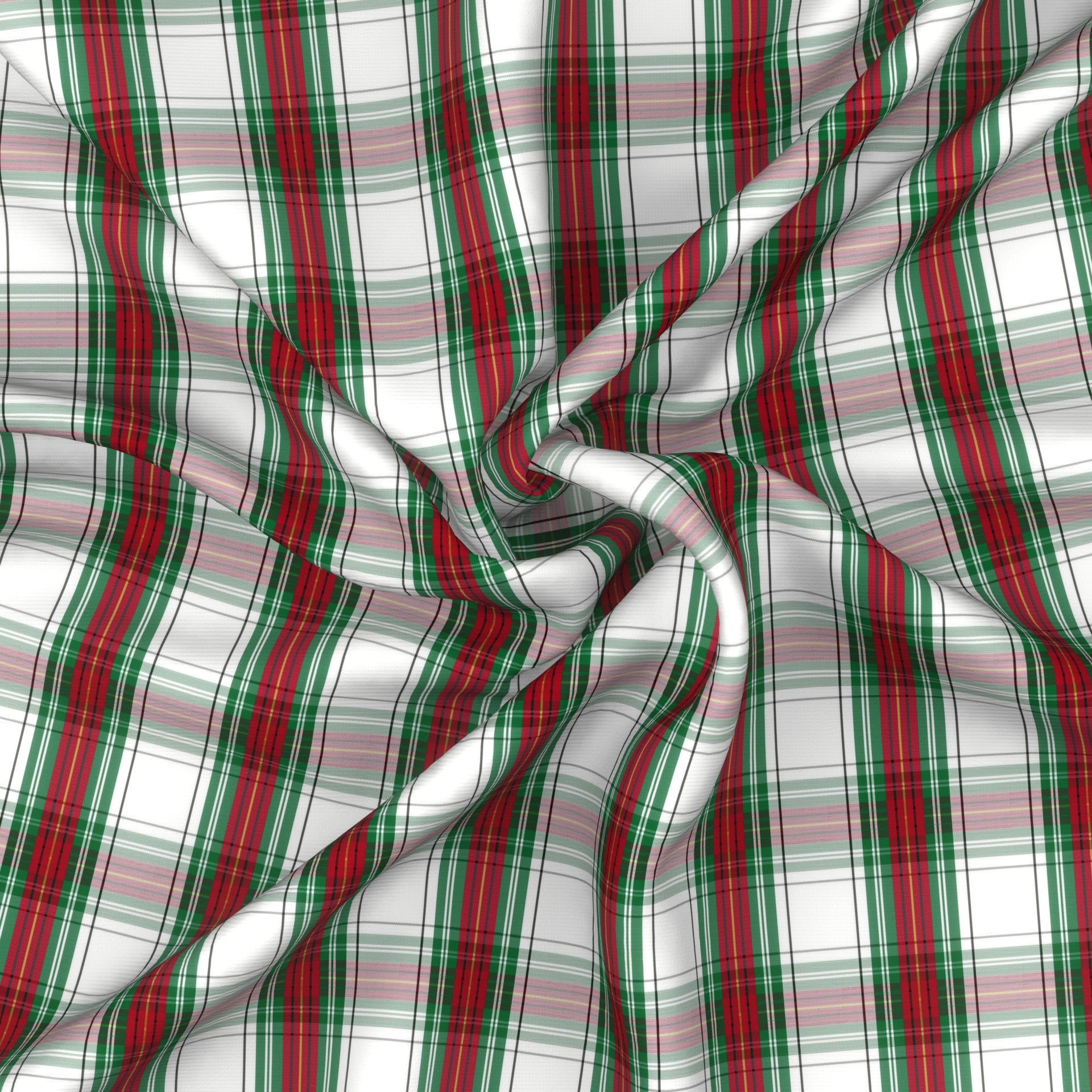 Red Kelly Green Grey and Mustard Tartan Plaid Print Fabric, Traditional Fabric, Raspberry Creek Fabrics