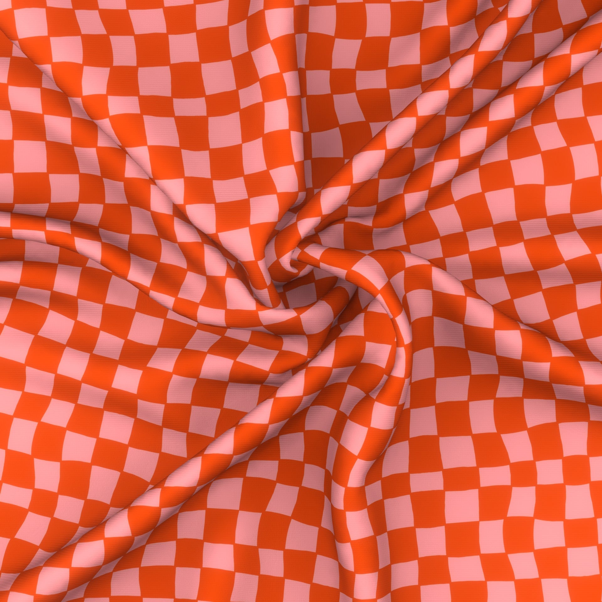 Hand Drawn Checkerboard Pattern (pink/orange) Fabric, Raspberry Creek  Fabrics