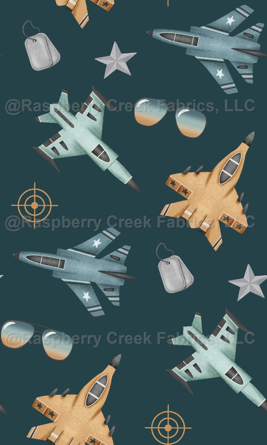 Wingman Jets Navy Fabric, Raspberry Creek Fabrics, watermarked