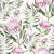 Flower Collection: Pink blush and lavender hues thistle flowers watercolor garden with green leaves and a white background. Image