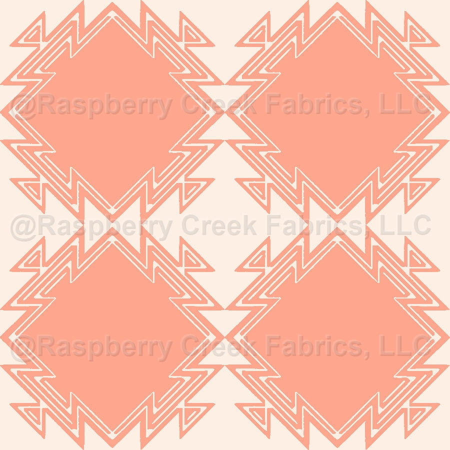Buttercup Aztec Peach Fabric, Raspberry Creek Fabrics, watermarked