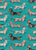 Origami Christmas Dachshunds sausage dogs // turquoise green background Image