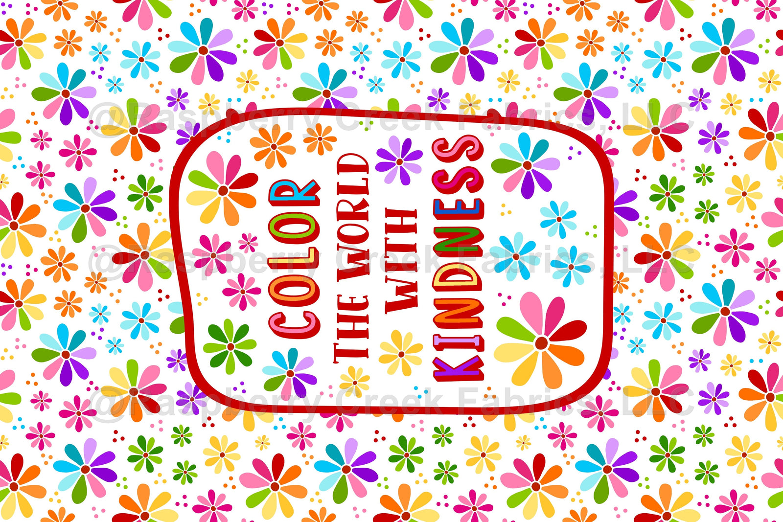 Color The World With Kindness Daisy Flower Panel on White