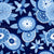 Big round flowers '60s style monochrome blue Image