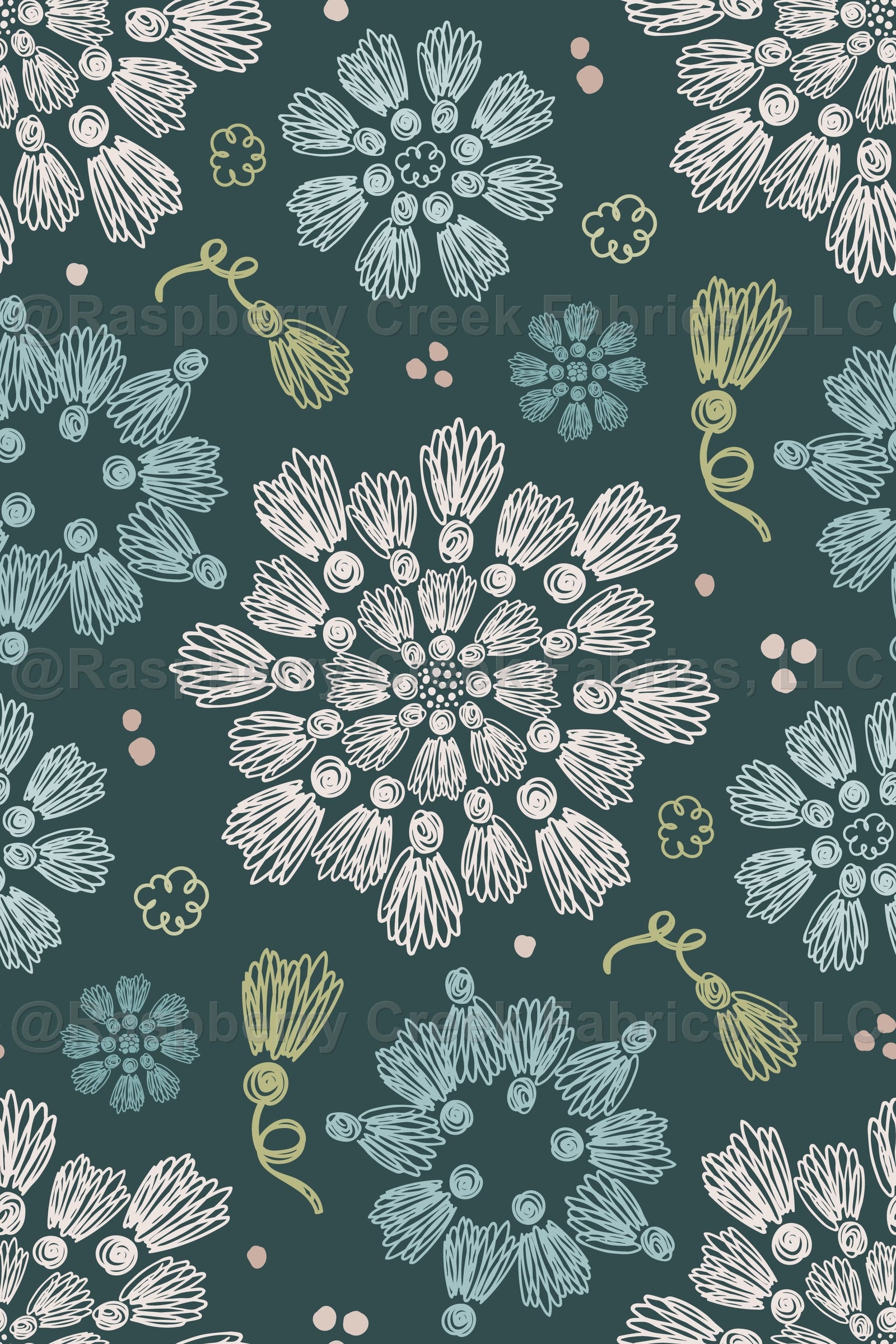Tassel Flowers Teal Dark