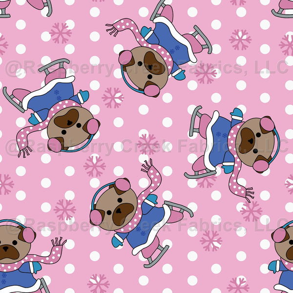 Goodbye Puggy main fabric in pink. Original character and drawings by ...