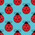 Red Ladybug Pickleballs on Aqua Blue Polkadots Image