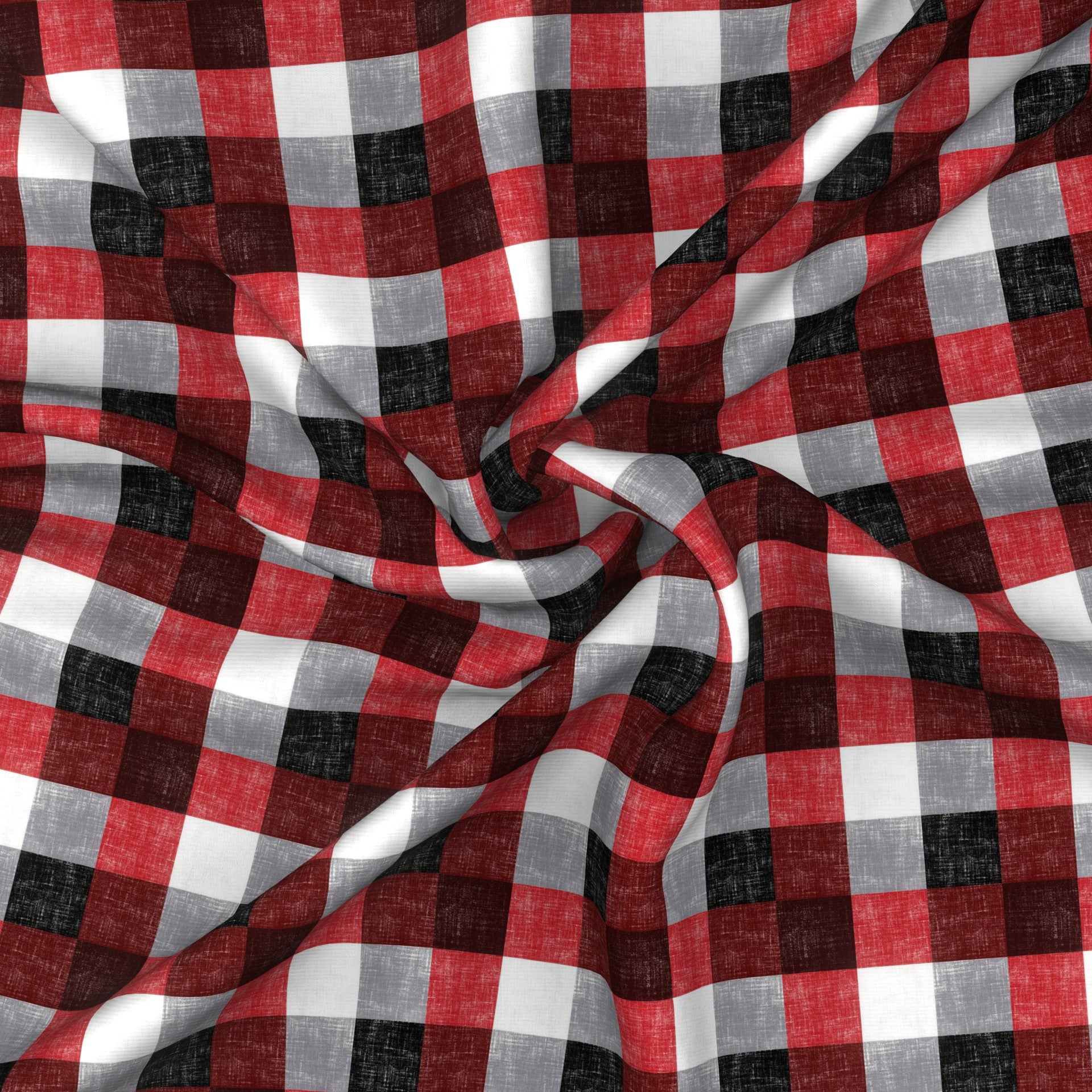 Burgundy Black Red and Grey Buffalo Plaid Print, Christmas Traditions By Kelsey Shaw Fabric, Raspberry Creek Fabrics