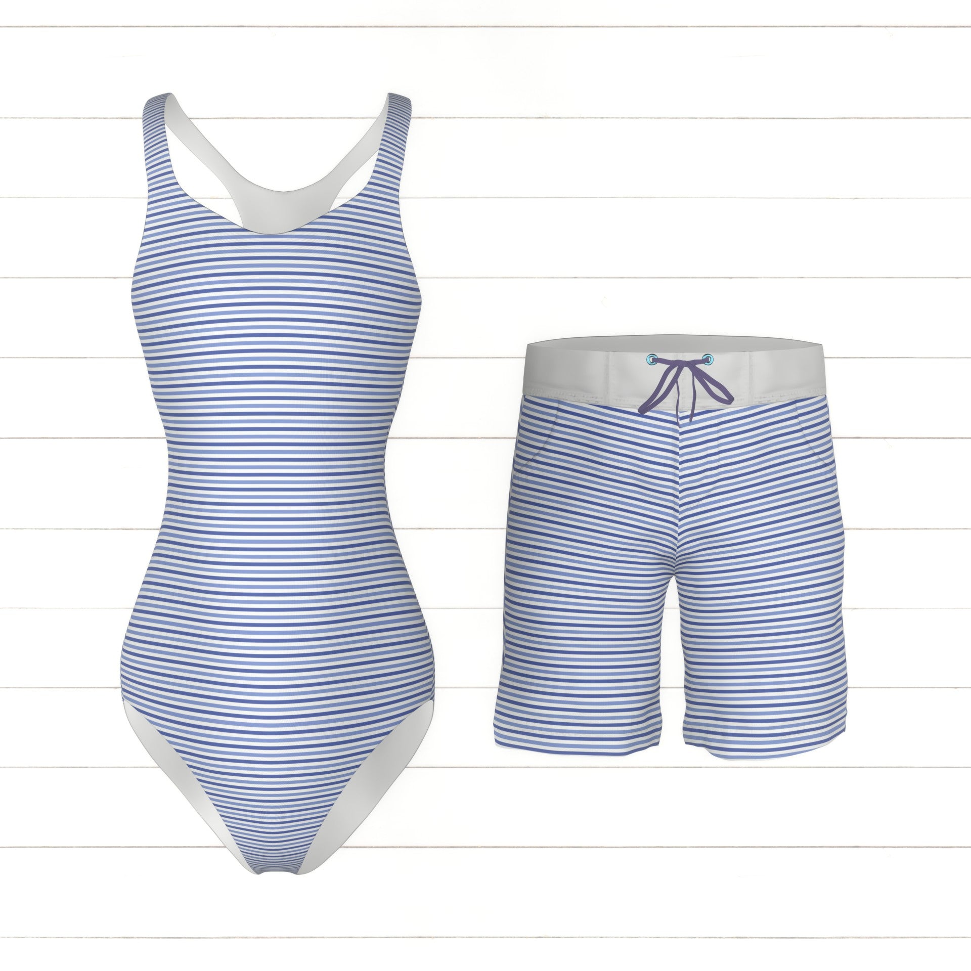 Blue and Light Blue Horizontal Stripes, Lavender Season Collection Fabric, Raspberry Creek Fabrics