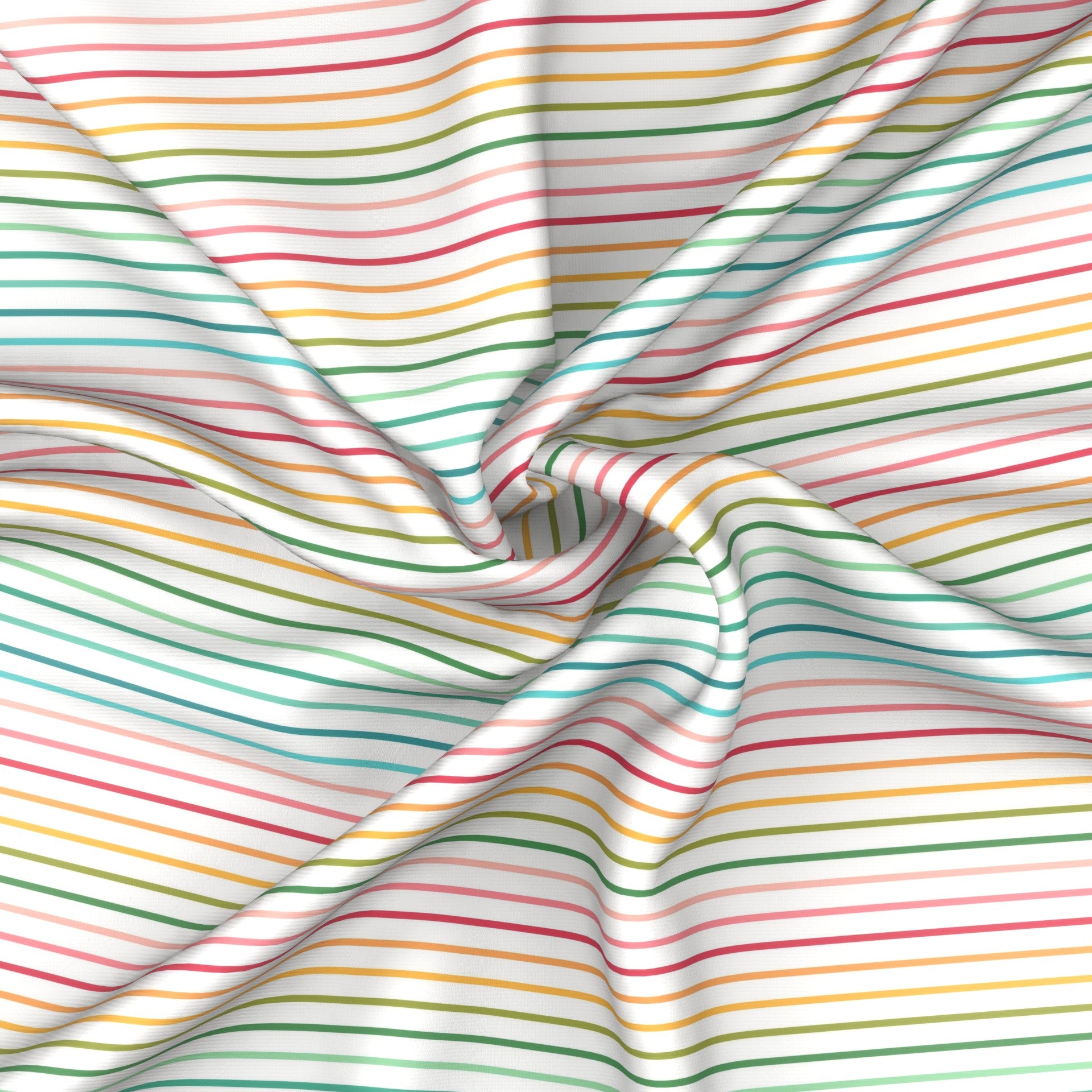 Blossom | dark pink, blue, aqua, yellow, magenta, green, and turquoise stripes on a white background Fabric, Raspberry Creek Fabrics