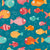 Whimsical Seaside Multicolored Fish On Teal Image