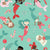 Christmas Candy Cane Mermaids On Mint Green Image