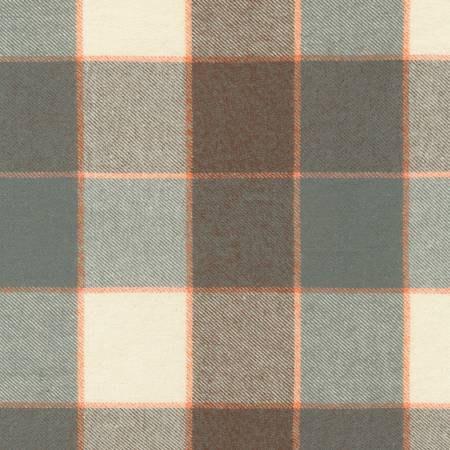 Grey Brown Orange and Cream Plaid Tahoe Flannel by Robert Kaufman