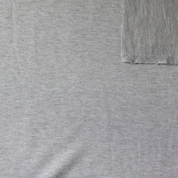 Solid Light Heather Grey 4 Way Stretch French Terry Knit Fabric With ...