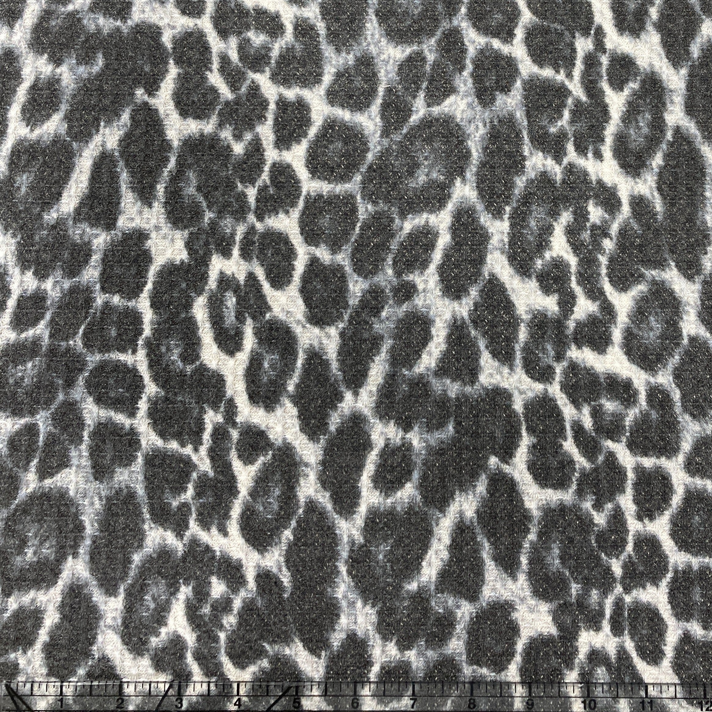 Black Grey and White Animal Print Waffle Knit Fabric Fabric, Raspberry Creek Fabrics, watermarked, restored