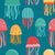 Whimsical Jelly Fish On Teal Image