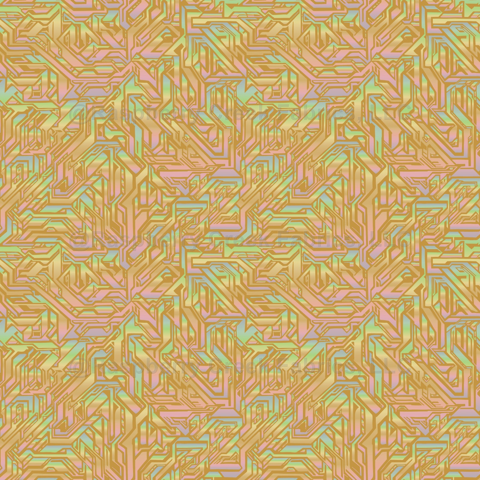 abstract pearlescent fantasy crystal maze - golden mustard