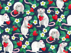 Rats Love Strawberries on vintage dark brown Wrapping Paper by micklyn