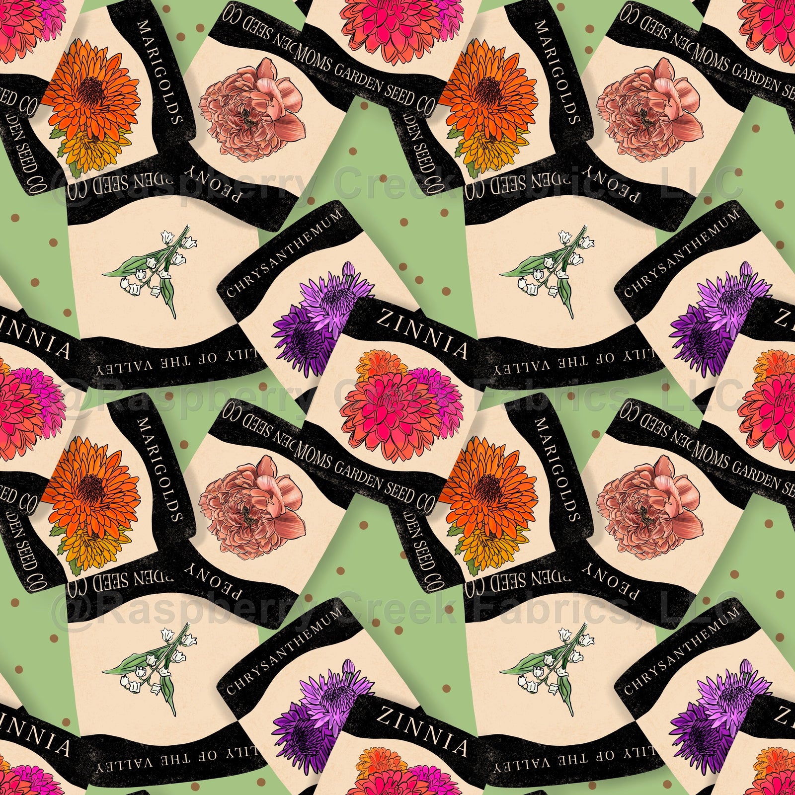 green, flowers, seed packets, vintage, polka dots, spring, plaid, bright, summer, swim, kids, girls, mom, mothers garden