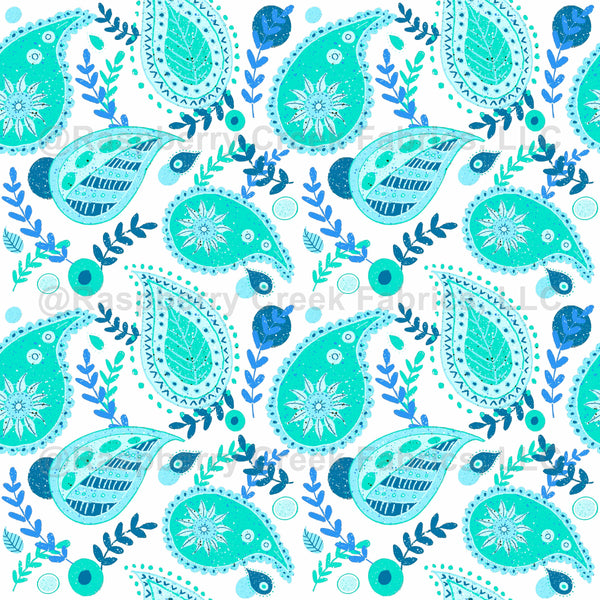 turquoise paisley pattern - Raspberry Creek Fabrics